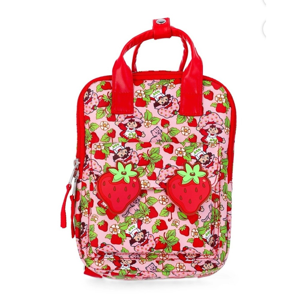The World Of Strawberry Shortcake Mini Backpack Pink Red Cat All Over Print NEW